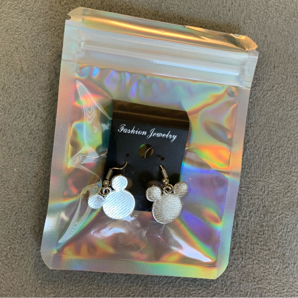 Disney Mickey Mouse head dangle earrings featuring a textured design. NIB - Picture 2 of 6